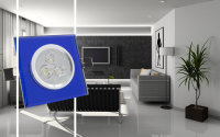 SpiceLED Einbaupanel | CrushLED | 6W neutralweiß Effektlicht kaltweiß | Quadratische LED Einbauleuchte | Fullbody-Glas blaues Design | dimmbar