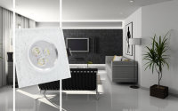 SpiceLED Einbaupanel | CrushLED | 6W neutralweiß Effektlicht kaltweiß | Quadratische LED Einbauleuchte | Fullbody-Glas schwarzes Design | dimmbar