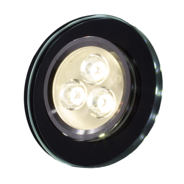 SpiceLED Einbaupanel | CrushLED | 6W neutralweiß Effektlicht kaltweiß | Runde LED Einbauleuchte | Fullbody-Glas schwarzes Design | dimmbar