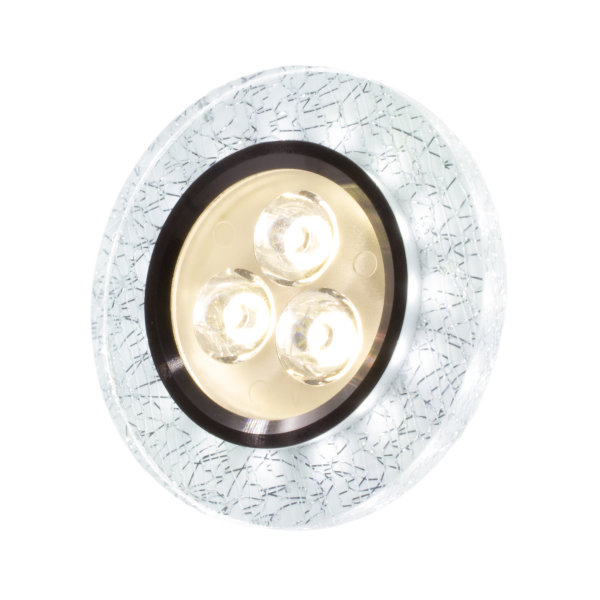 SpiceLED Einbaupanel | CrushLED | 6W neutralweiß Effektlicht kaltweiß | Runde LED Einbauleuchte | Fullbody-Glas Bruchdesign | dimmbar