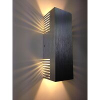 SpiceLED Wandleuchte | ShineLED-14 | Schalter | 2x7W Warmweiß | hell silbernes Gehäuse | Schatteneffekt | High-Power LED Wandlampe
