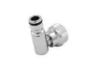 SpiceFlow Geräteanschlussstück/Wasserhahnanschluss | Chrom/Messing | 360° drehbar | 3/4 Zoll Innengewinde | 1/2 Zoll Gardena kompatibel Winkeladapter
