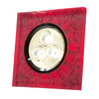 SpiceLED Einbaupanel | CrushLED | 6W neutralweiß Effektlicht rot | Quadratische LED Einbauleuchte | Fullbody-Glas Bruchdesign | dimmbar