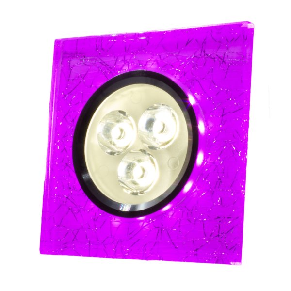 SpiceLED Einbaupanel | CrushLED | 6W neutralweiß Effektlicht violet | Quadratische LED Einbauleuchte | Fullbody-Glas Bruchdesign | dimmbar