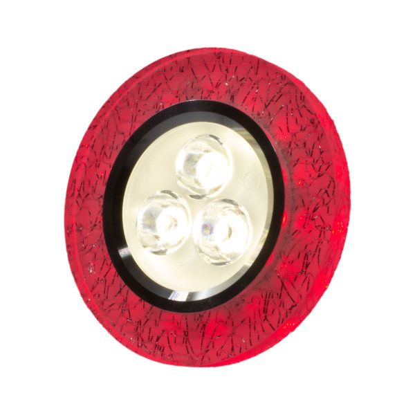 SpiceLED Einbaupanel | CrushLED | 6W Neutralweiß Effektlicht Rot | Runde LED Einbauleuchte | Fullbody-Glas Bruchdesign | Dimmbar