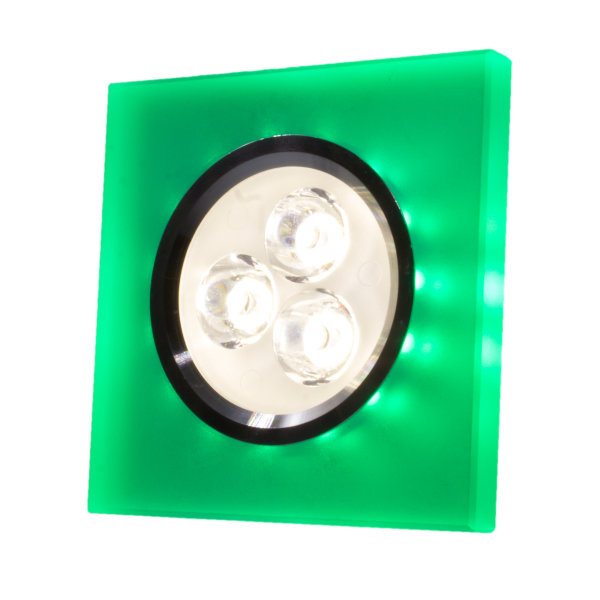 SpiceLED Einbaupanel | CrushLED | 6W neutralweiß Effektlicht grün | Quadratische LED Einbauleuchte | Fullbody-Glas Mattdesign | dimmbar