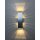 SpiceLED Wandleuchte | ShineLED-6 | Schalter | 2x3W Warmweiß |  hell silbernes Gehäuse | Schatteneffekt | High-Power LED Wandlampe | mit klaren Gläsern