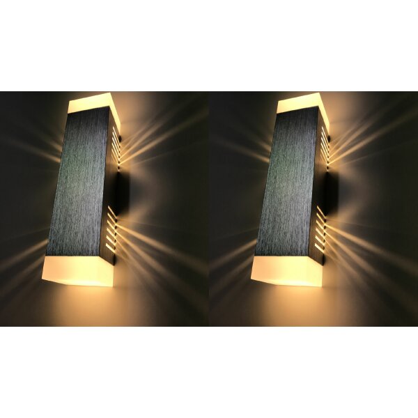 SpiceLED Wandleuchte Bundle | ShineLED-6 | 2x3W Warmweiß |  hell silbernes Gehäuse | Schatteneffekt | High-Power LED Wandlampe dimmbar | mit matten Gläsern | 2 Stück